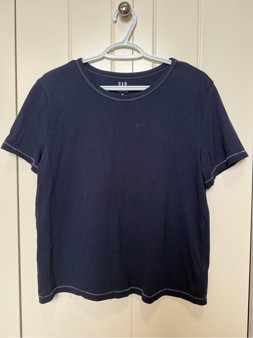 GAP Women’s Dark Navy Short-Sleeve Crew Tee with Contrast Stitching
